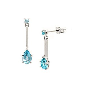 9ct White Gold & Blue Topaz Drop Earrings Ed00052