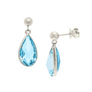 9ct White Gold & Blue Topaz Drop Earrings Ed00305