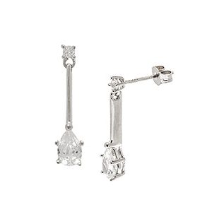 9ct White Gold & White Cubic Zirconia Drop Earrings Ed00050