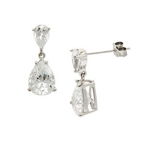 9ct White Gold & Cubic Zirconia Drop Earrings Ed00200