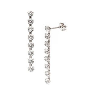 9ct White Gold Cubic Zirconia Stick Drop Earrings Ed00799