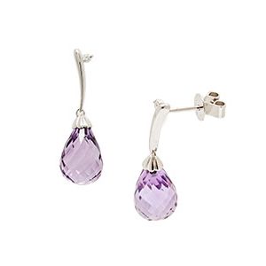 9ct White Gold Amethyst & Diamond Drop Earrings Ed00100