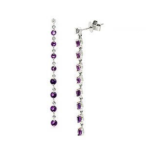9ct White Gold Amethyst & Diamond Drop Earrings Ed00739