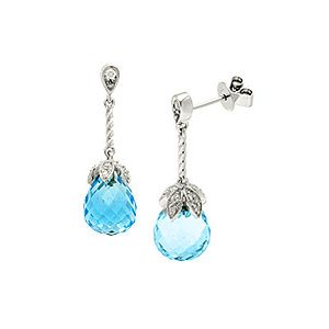 9ct White Gold Diamond & Blue Topaz Drop Earrings Ed00602