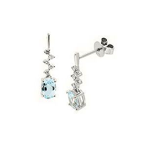 9ct Diamond & Blue Topaz Zigzag Drop Earrings Ed00630