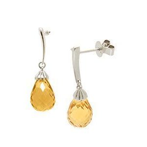 9ct White Gold Citrine & Diamond Drop Earrings Ed00102