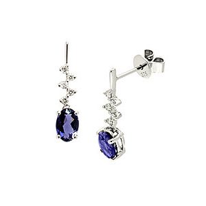 9ct White Gold Diamond & Iolite Zigzag Drop Earrings Ed00635