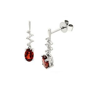 9ct White Gold Diamond & Garnet Zigzag Drop Earrings Ed00632