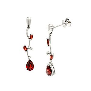 9ct White Gold Diamond & Garnet Drop Earrings Ed00672