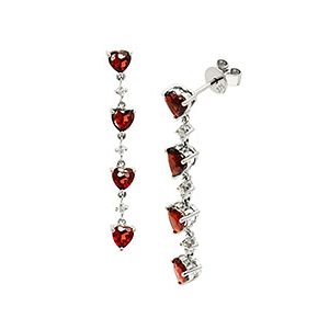 9ct White Gold Diamond & Garnet Drop Earrings Ed00687