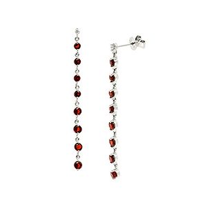 9ct White Gold Diamond & Garnet Drop Earrings Ed00737