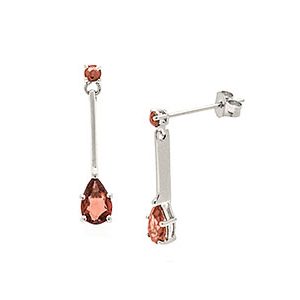 9ct White Gold & Garnet Drop Earrings Ed00056