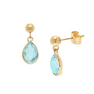 9ct Yellow Gold & Blue Topaz Drop Earrings Ed00301