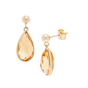 9ct Yellow Gold & Citrine Drop Earrings Ed00306