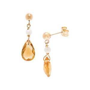 9ct Yellow Gold Citrine & Pearl Drop Earrings Ed00318