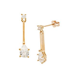 9ct Yellow Gold & Cubic Zirconia Drop Earrings Ed00066