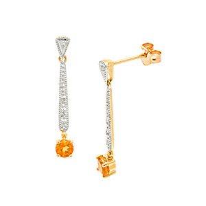 9ct Yellow Gold Diamond & Citrine Drop Earrings Ed00769