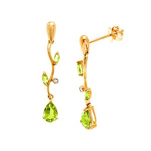 9ct Yellow Gold Diamond & Peridot Drop Earrings Ed00714