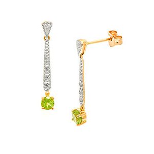 9ct Yellow Gold Diamond & Peridot Drop Earrings Ed00768