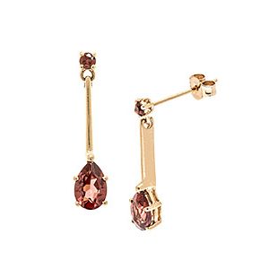 9ct Yellow Gold & Garnet Drop Earrings Ed00070