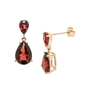 9ct Yellow Gold & Garnet Drop Earrings Ed00217