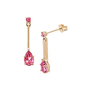 9ct Yellow Gold & Pink Topaz Drop Earrings Ed00072