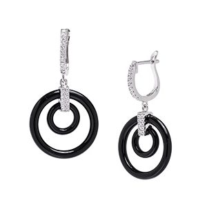 Real Silver, Black Drop Earrings Eds00022