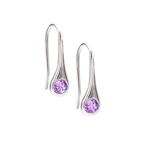 Real Silver & Amethyst Drop Earrings Eds00003