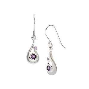 Real Silver Amethyst Drop Earrings Eds00010