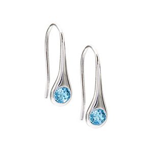 Real Silver Blue Topaz Rain Drop Earrings Eds00002