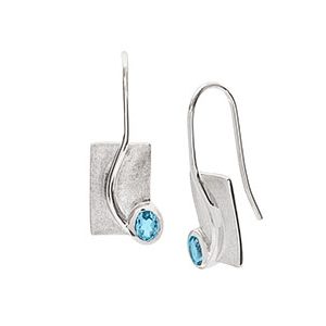 Real Silver Blue Topaz Drop Earrings Eds00004