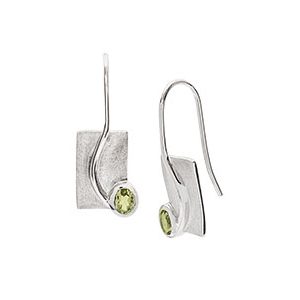 Real Silver Peridot Drop Earrings Eds00005