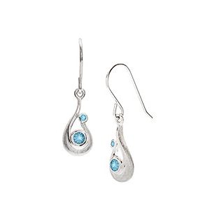 Real Silver Blue Topaz Drop Earrings Eds00009