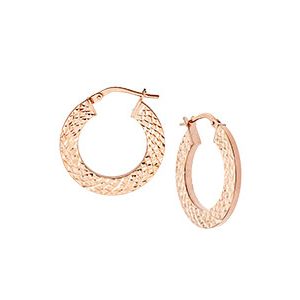 9ct Rose Gold Diamond Cut Loop Earrings El00035