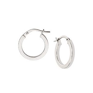 9ct White Gold Plain Loop Earrings El00016