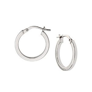 9ct White Gold Plain Loop Earrings El00017