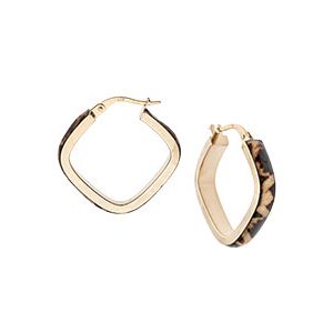 9ct Yelow Gold Enamelled Cheetah Loop Earrings El00001