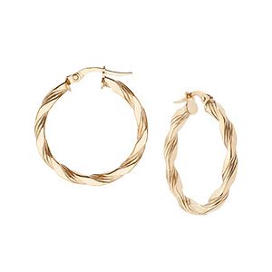 9ct Yellow Gold Twist Loop Earrings El00047 24.5mm