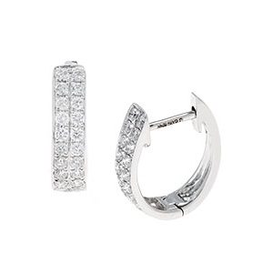 18ct White Gold & Diamond Oval Loop Earrings Ela00016