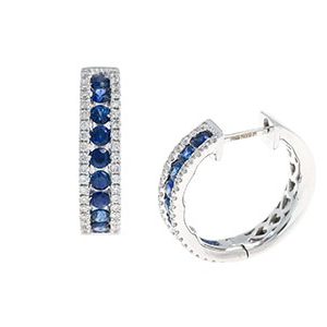 18ct White Gold Sapphire & Diamond Hoops Ela00027