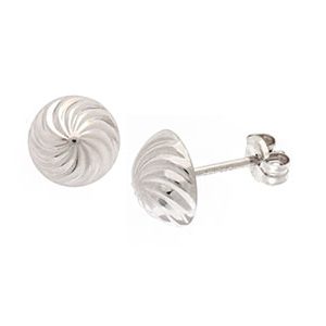 White Gold Swirl Stud Earrings – 8mm Esp00087