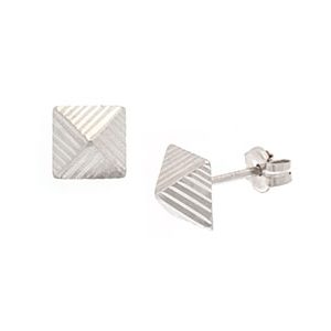 9ct White Gold Pyramid Stud Earrings Esp00079