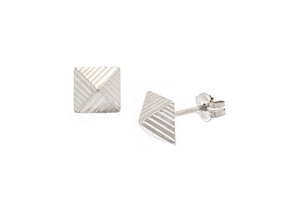 9ct White Gold Pyramid Stud Earrings Esp00079