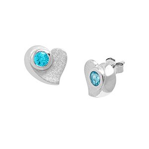 Real Silver & Blue Topaz Heart Earrings Ess00003