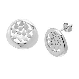 Real Silver Matt & Polished Finish Stud Earrings Ess00006