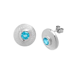 Real Silver & Blue Topaz Stud Earrings Ess00009