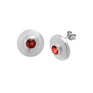 Real Silver & Garnet Stud Earrings Ess00010