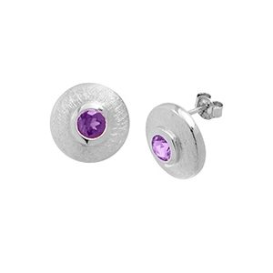 Real Silver & Amethyst Stud Earrings Ess00011