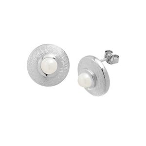 Real Silver & White Cultured Pearl Stud Earrings Ess00012