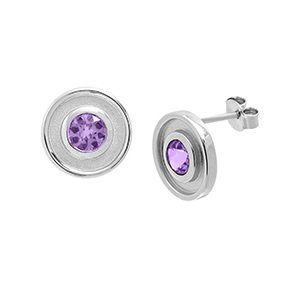 Real Silver & Amethyst Stud Earrings Ess00015